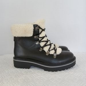 TOMMY HILFIGER Black Faux Leather/Fur Lined Ankle Boot Women's Size 6 M